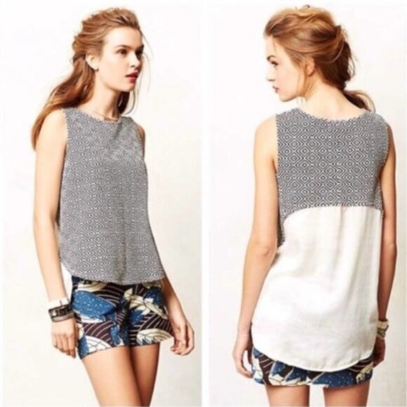 Anthropologie Deletta Sania Geometric Print Blouse Size S - Picture 1 of 9
